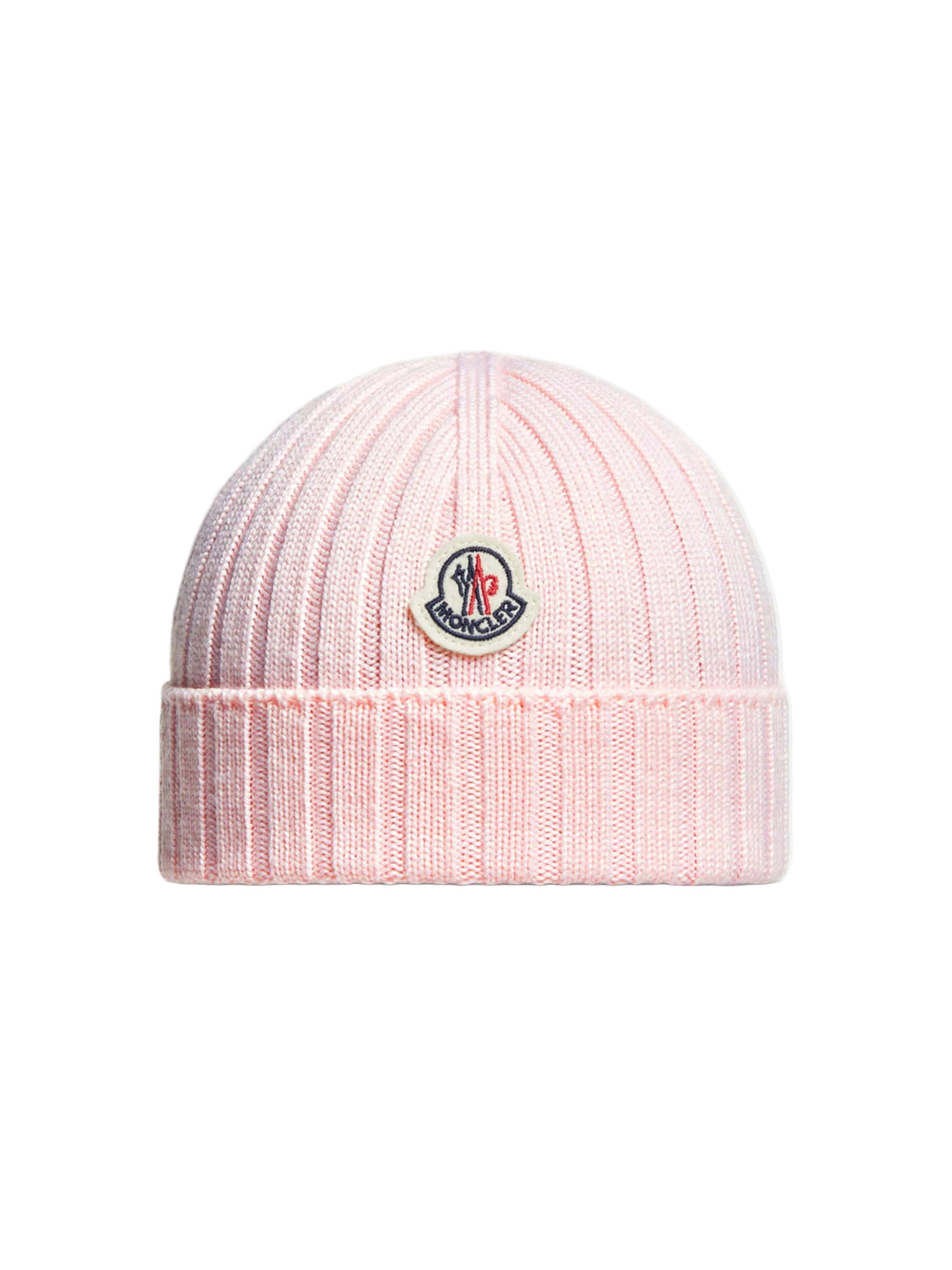 Front View of Moncler Enfant Baby Girls Wool Pink Beanie MONA5029101157